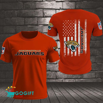 Jacksonville Jaguars US Flag Vintage Style All Over Printed T-shirt