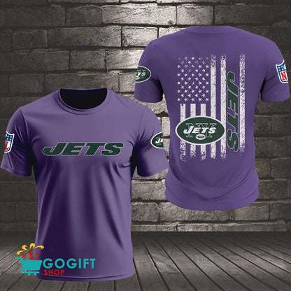 New York Jets US Flag Vintage Style All Over Printed T-shirt