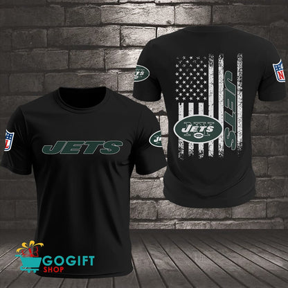 New York Jets US Flag Vintage Style All Over Printed T-shirt