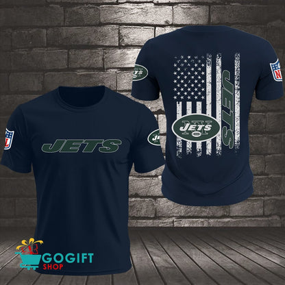 New York Jets US Flag Vintage Style All Over Printed T-shirt