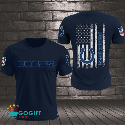 Indianapolis Colts US Flag Vintage Style All Over Printed T-shirt