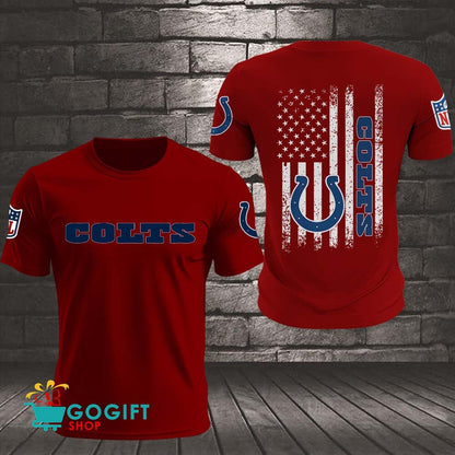 Indianapolis Colts US Flag Vintage Style All Over Printed T-shirt