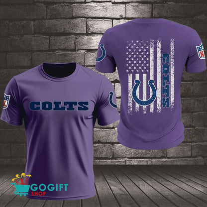 Indianapolis Colts US Flag Vintage Style All Over Printed T-shirt
