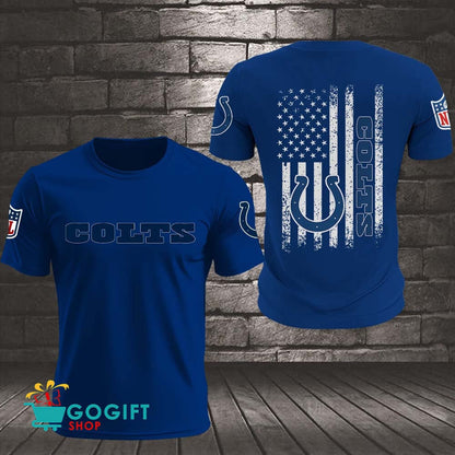 Indianapolis Colts US Flag Vintage Style All Over Printed T-shirt