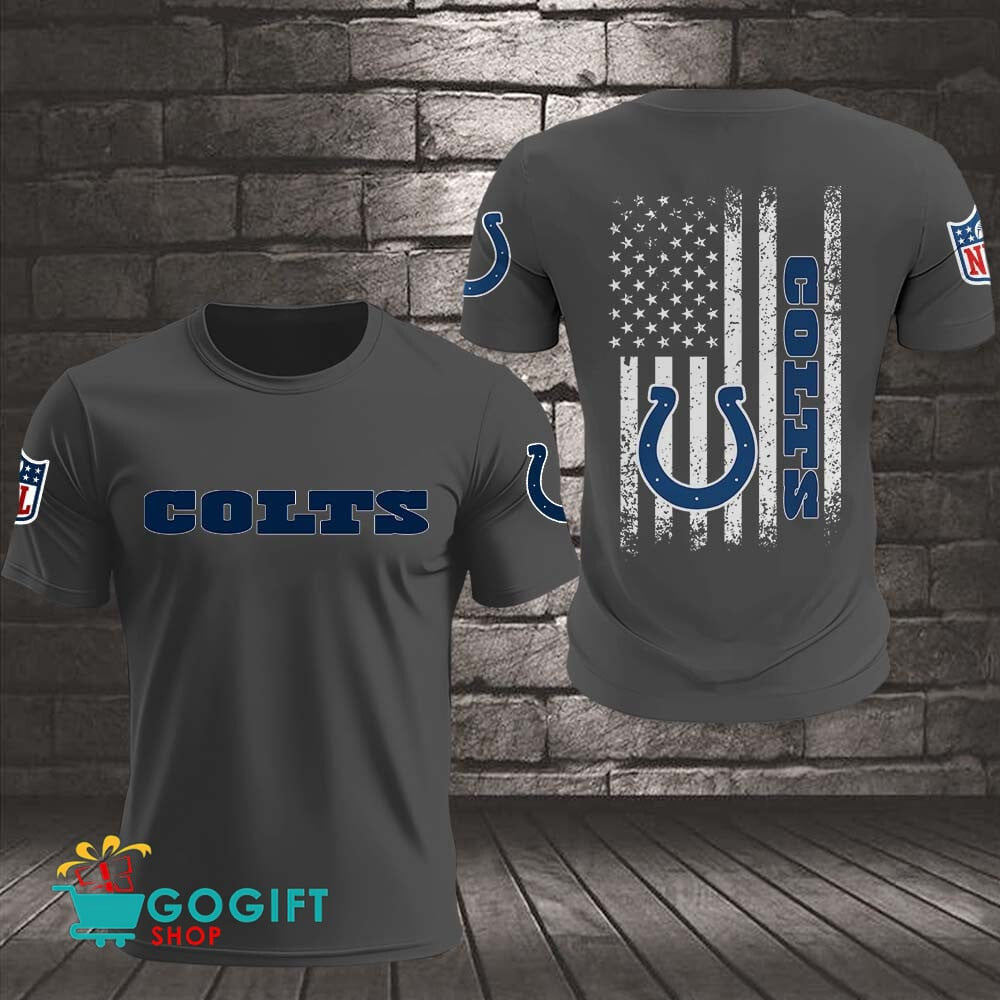 Indianapolis Colts US Flag Vintage Style All Over Printed T-shirt