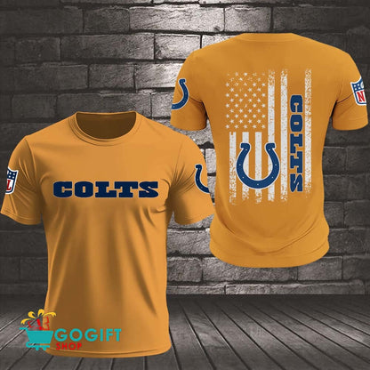 Indianapolis Colts US Flag Vintage Style All Over Printed T-shirt