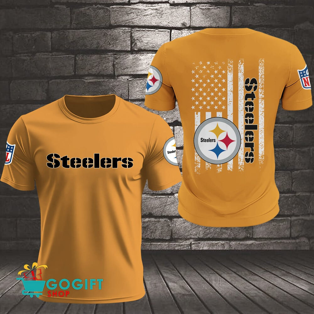 Pittsburgh Steelers US Flag Vintage Style All Over Printed T-shirt
