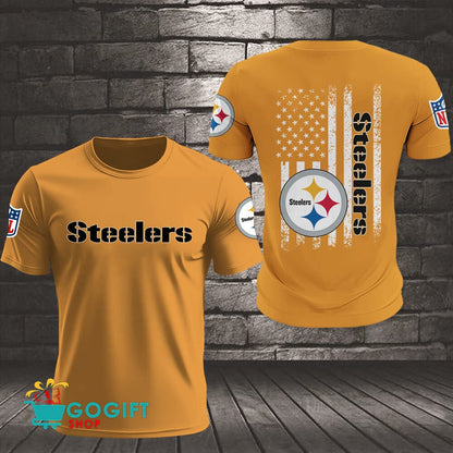 Pittsburgh Steelers US Flag Vintage Style All Over Printed T-shirt