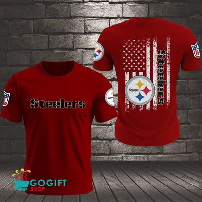 Pittsburgh Steelers US Flag Vintage Style All Over Printed T-shirt