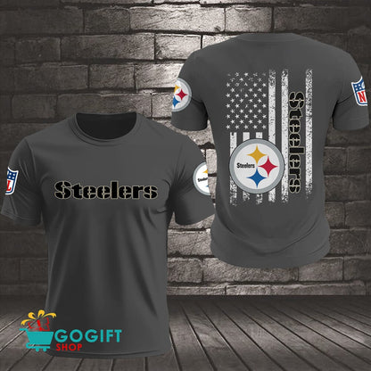 Pittsburgh Steelers US Flag Vintage Style All Over Printed T-shirt