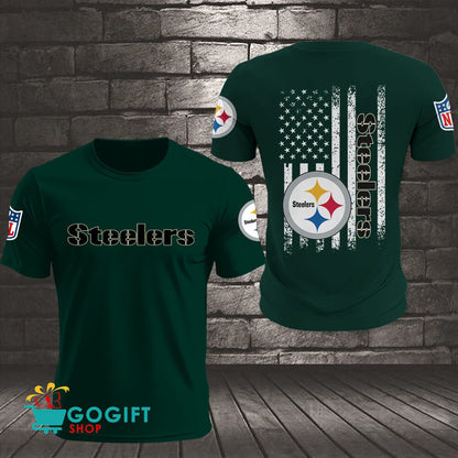 Pittsburgh Steelers US Flag Vintage Style All Over Printed T-shirt