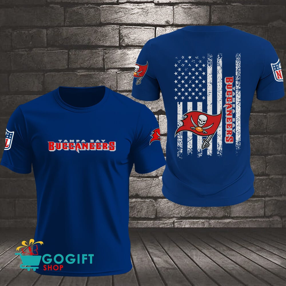 Tampa Bay Buccaneers US Flag Vintage Style All Over Printed T-shirt