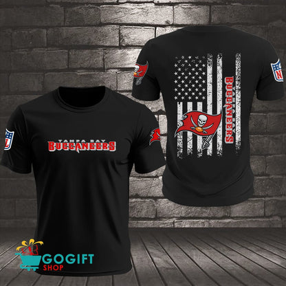 Tampa Bay Buccaneers US Flag Vintage Style All Over Printed T-shirt