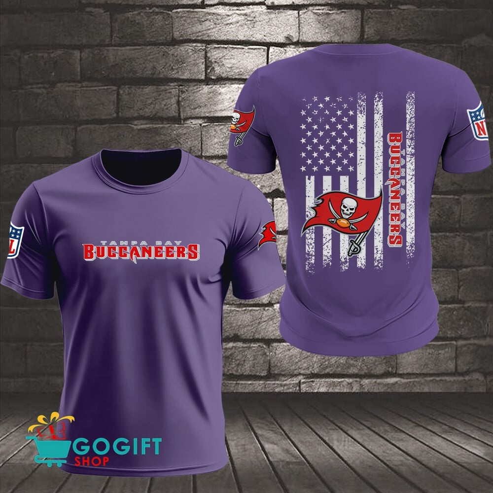 Tampa Bay Buccaneers US Flag Vintage Style All Over Printed T-shirt