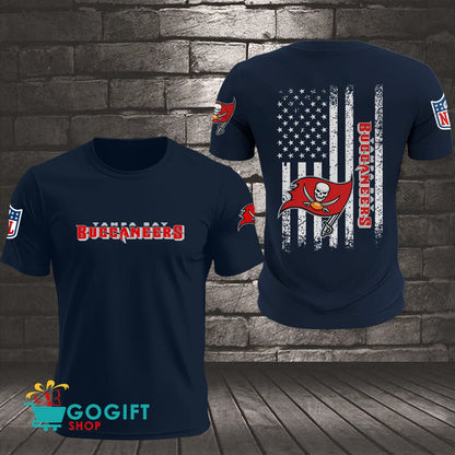 Tampa Bay Buccaneers US Flag Vintage Style All Over Printed T-shirt