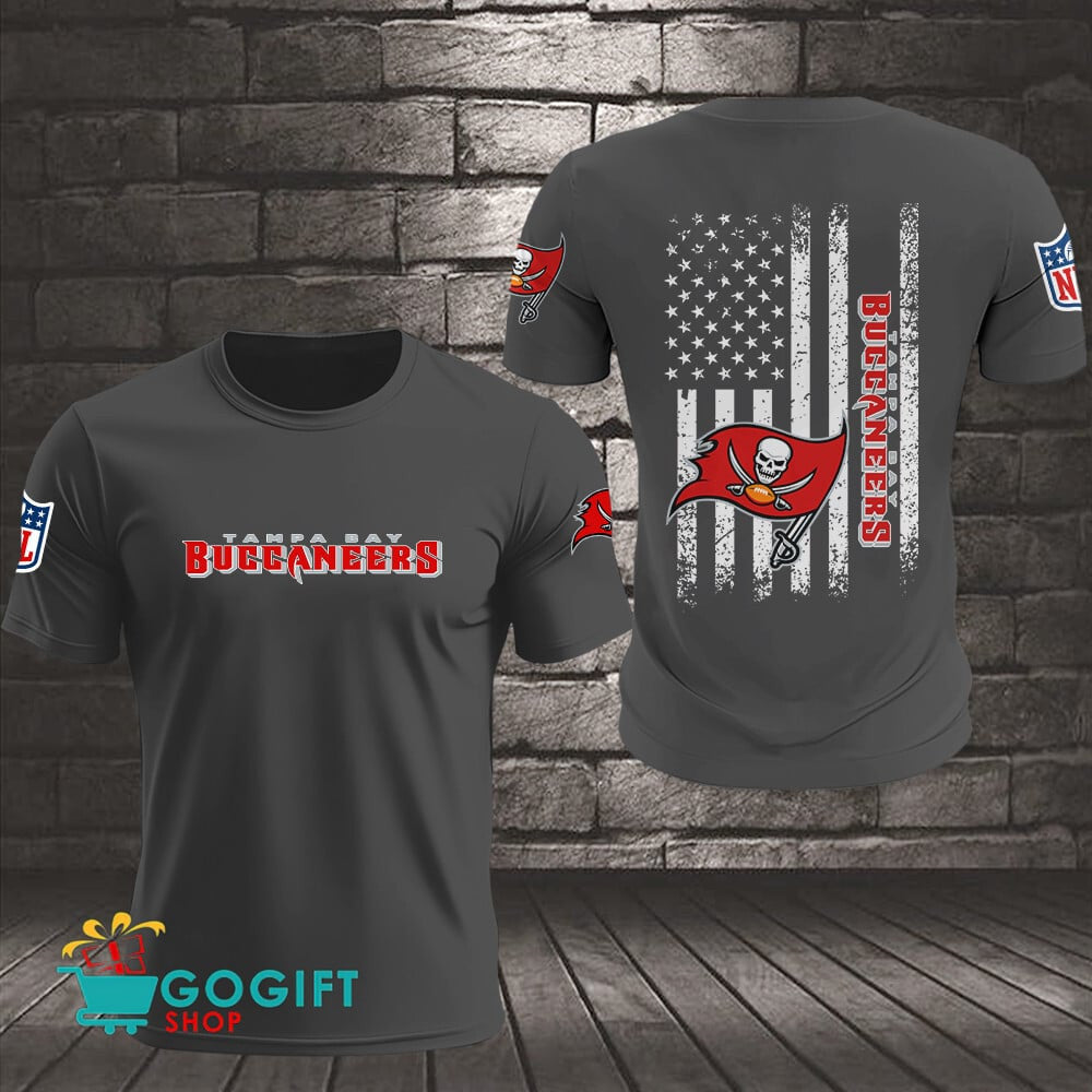 Tampa Bay Buccaneers US Flag Vintage Style All Over Printed T-shirt