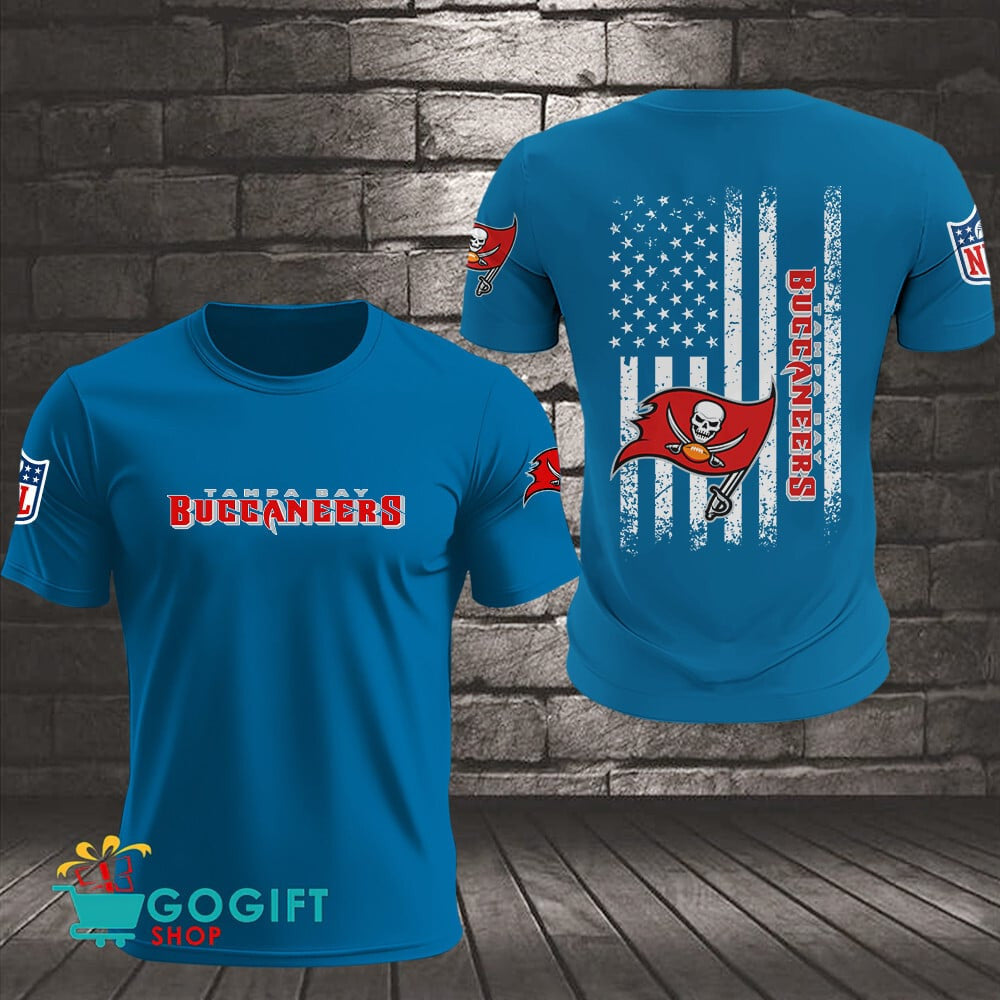 Tampa Bay Buccaneers US Flag Vintage Style All Over Printed T-shirt
