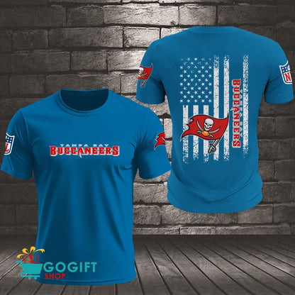 Tampa Bay Buccaneers US Flag Vintage Style All Over Printed T-shirt