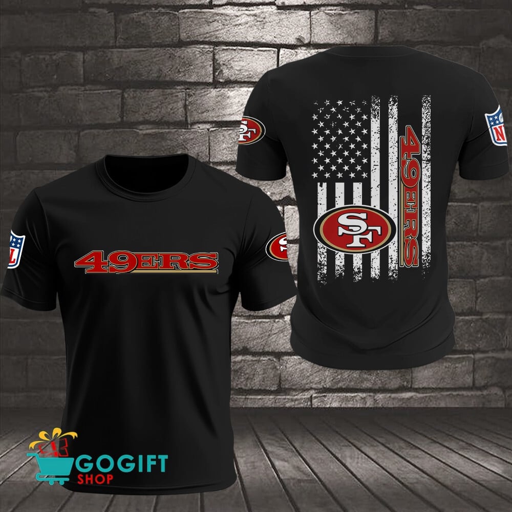 San Francisco 49ers US Flag Vintage Style All Over Printed T-shirt