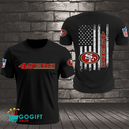 San Francisco 49ers US Flag Vintage Style All Over Printed T-shirt