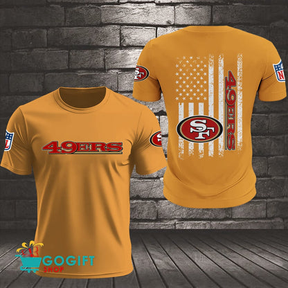 San Francisco 49ers US Flag Vintage Style All Over Printed T-shirt