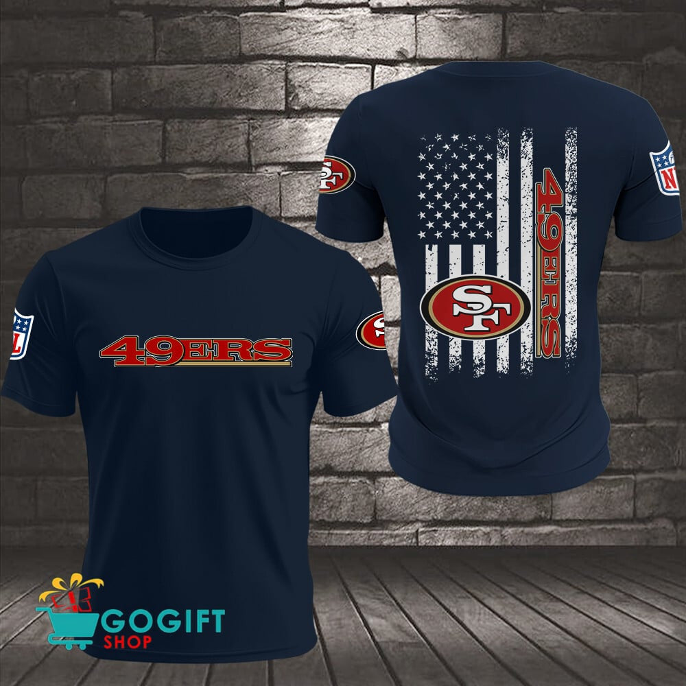 San Francisco 49ers US Flag Vintage Style All Over Printed T-shirt