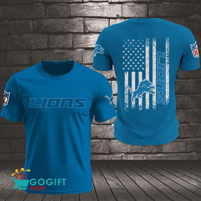 Detroit Lions US Flag Vintage Style All Over Printed T-shirt