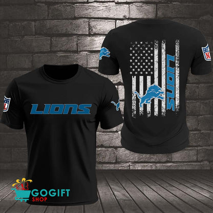 Detroit Lions US Flag Vintage Style All Over Printed T-shirt