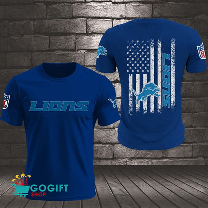 Detroit Lions US Flag Vintage Style All Over Printed T-shirt