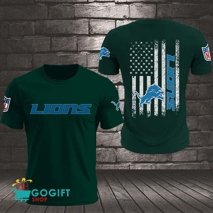 Detroit Lions US Flag Vintage Style All Over Printed T-shirt