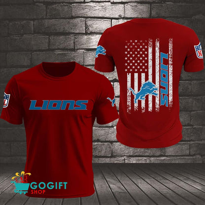 Detroit Lions US Flag Vintage Style All Over Printed T-shirt