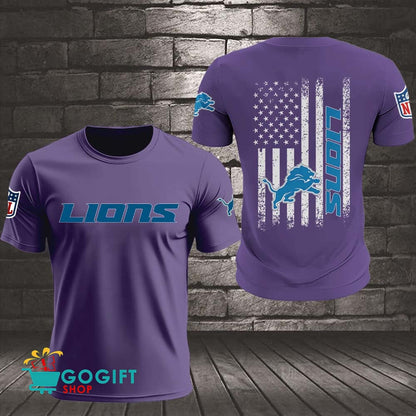 Detroit Lions US Flag Vintage Style All Over Printed T-shirt