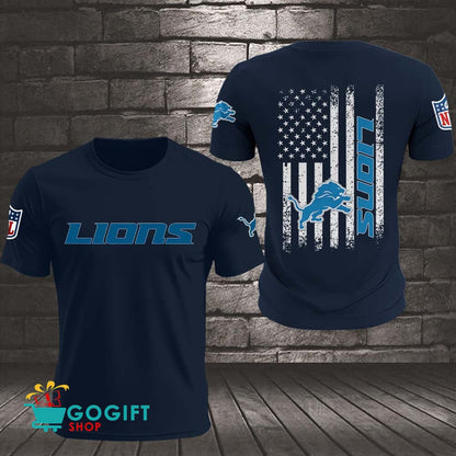 Detroit Lions US Flag Vintage Style All Over Printed T-shirt