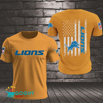 Detroit Lions US Flag Vintage Style All Over Printed T-shirt