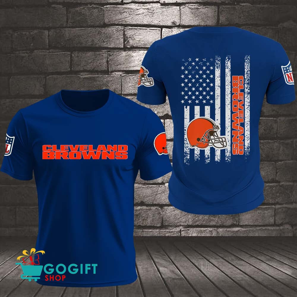 Cleveland Browns US Flag Vintage Style All Over Printed T-shirt