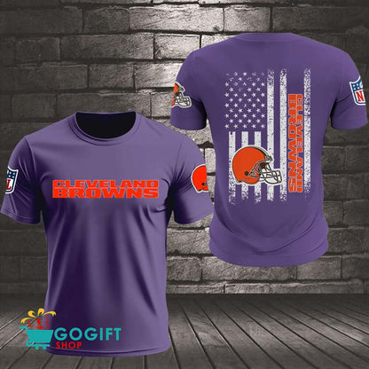 Cleveland Browns US Flag Vintage Style All Over Printed T-shirt