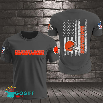 Cleveland Browns US Flag Vintage Style All Over Printed T-shirt