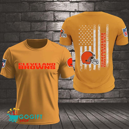 Cleveland Browns US Flag Vintage Style All Over Printed T-shirt