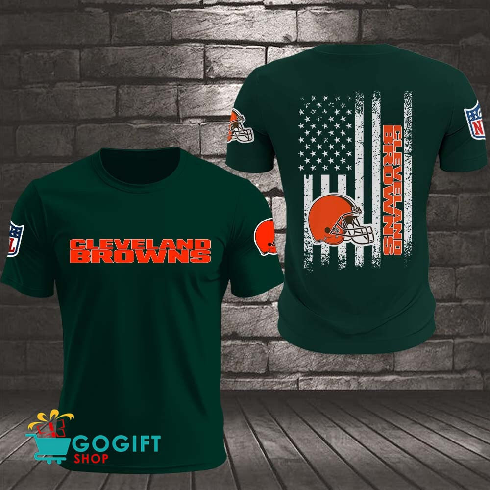 Cleveland Browns US Flag Vintage Style All Over Printed T-shirt