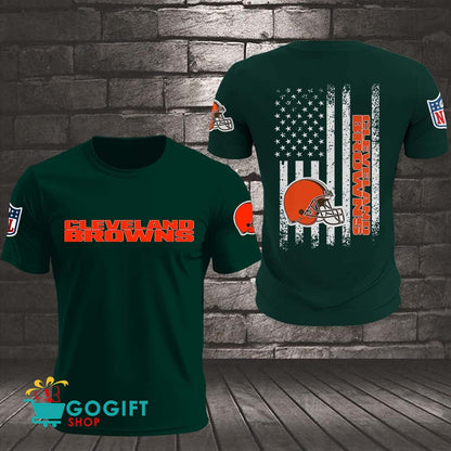 Cleveland Browns US Flag Vintage Style All Over Printed T-shirt