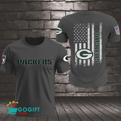 Green Bay Packers US Flag Vintage Style All Over Printed T-shirt