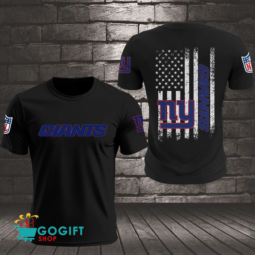 New York Giants US Flag Vintage Style All Over Printed T-shirt