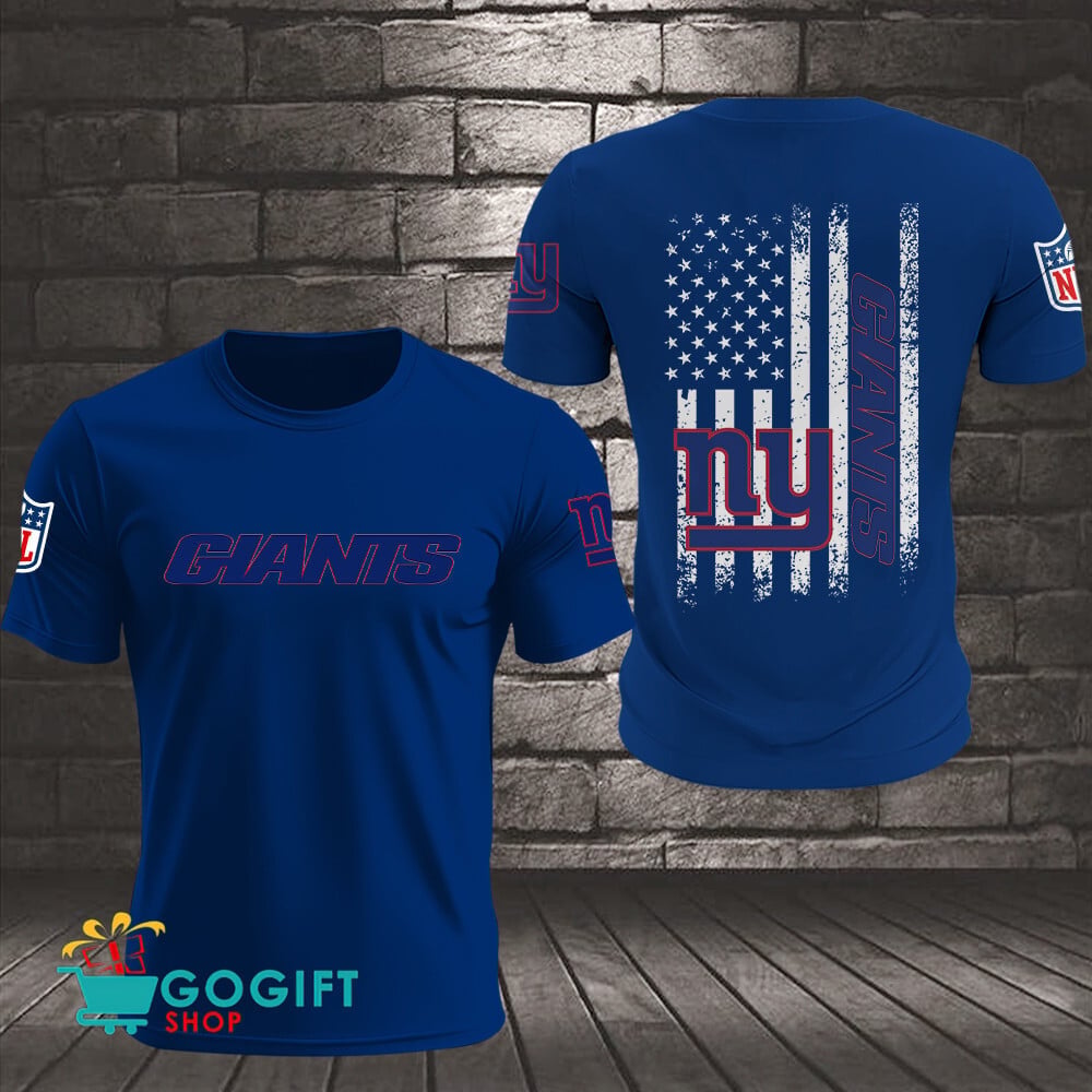 New York Giants US Flag Vintage Style All Over Printed T-shirt