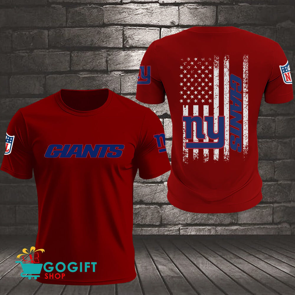 New York Giants US Flag Vintage Style All Over Printed T-shirt