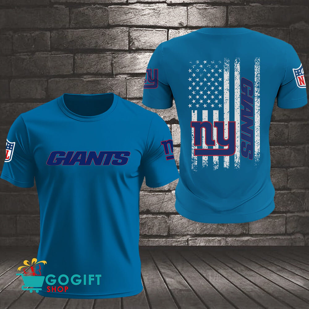 New York Giants US Flag Vintage Style All Over Printed T-shirt
