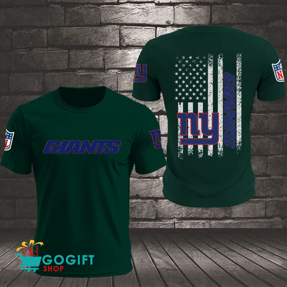 New York Giants US Flag Vintage Style All Over Printed T-shirt