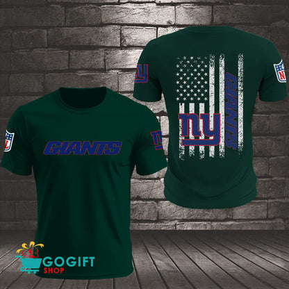 New York Giants US Flag Vintage Style All Over Printed T-shirt