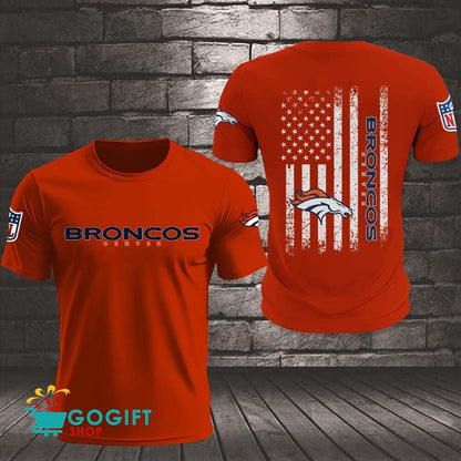 Denver Broncos US Flag Vintage Style All Over Printed T-shirt