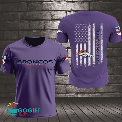 Denver Broncos US Flag Vintage Style All Over Printed T-shirt