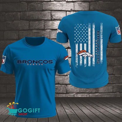 Denver Broncos US Flag Vintage Style All Over Printed T-shirt